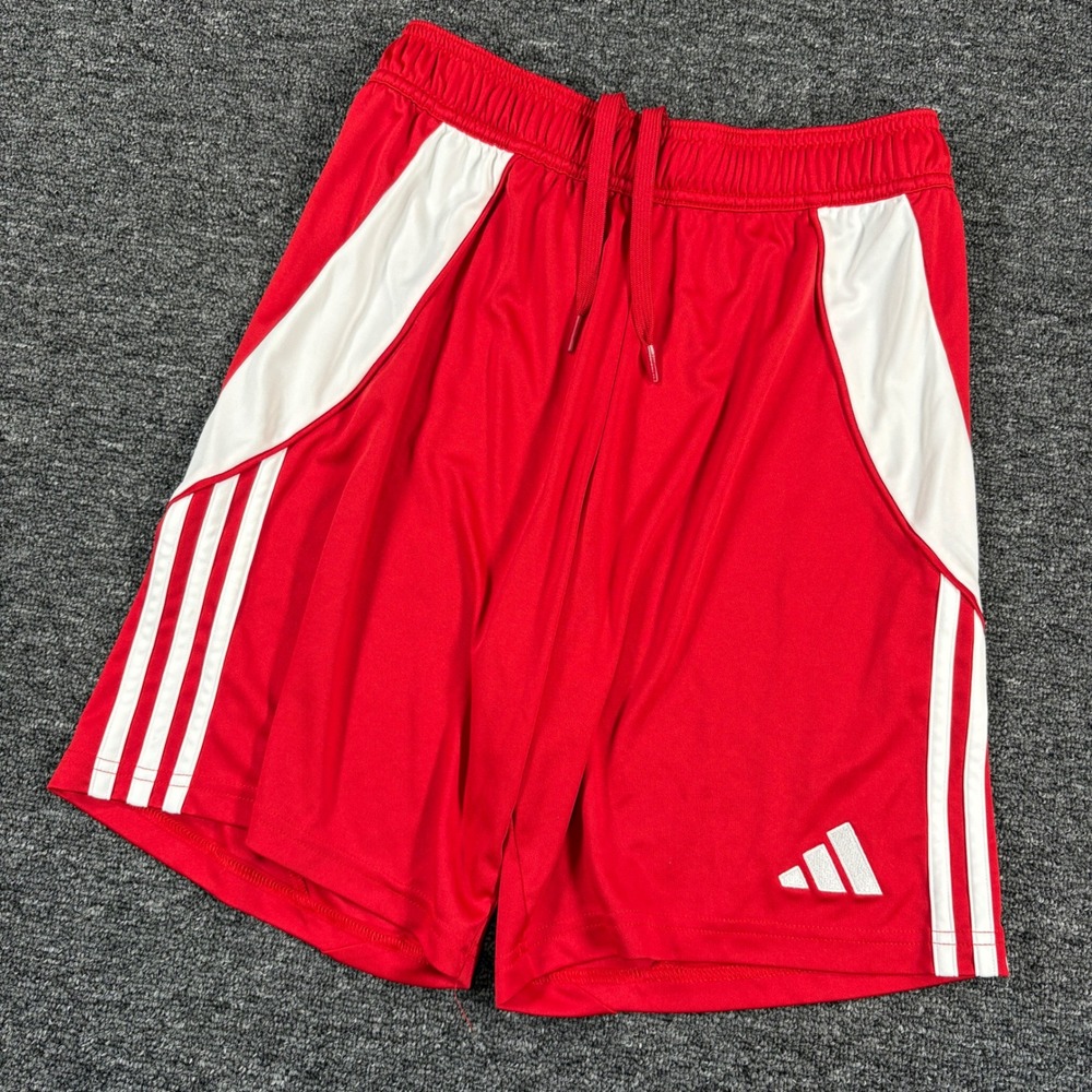 Adidas Soccer Shorts Mens Small Red White Aeroready Athletic Striped Gym